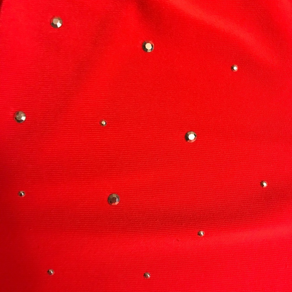 ๐ธ5/$30๐ธ Chaus Red Rhinestone Asymmetrical Top, EUC, S - Picture 5 of 13